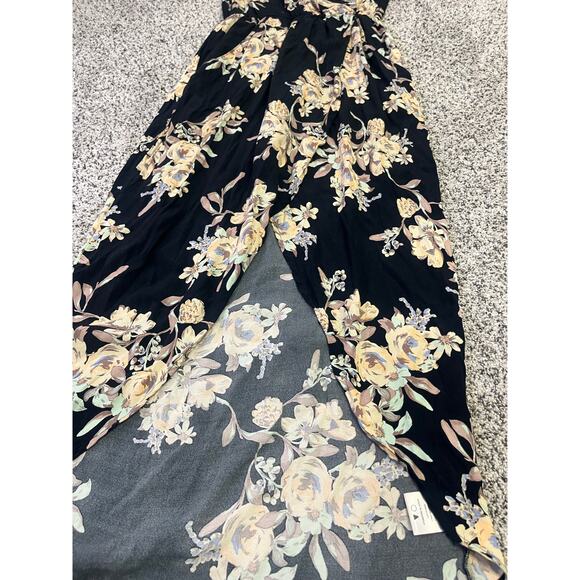 ASTR The Label Faux Wrap Black Floral High Low Maxi Dress Womens L Wedding - Picture 5 of 13